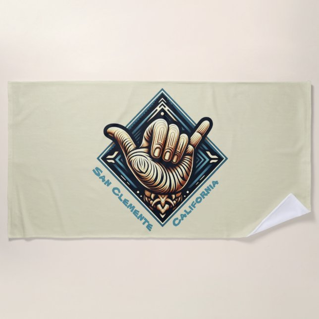 Toalla De Playa Símbolo de mano de surfista (Anverso)