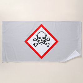 Toalla De Playa Símbolo de peligro cráneo y cruz