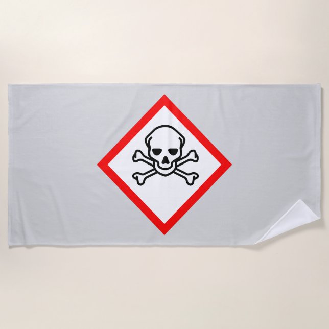Toalla De Playa Símbolo de peligro cráneo y cruz (Anverso)