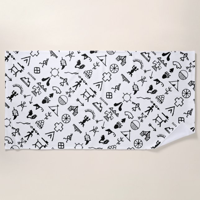 Toalla De Playa Símbolos de imágenes nativas estadounidenses (Anverso)