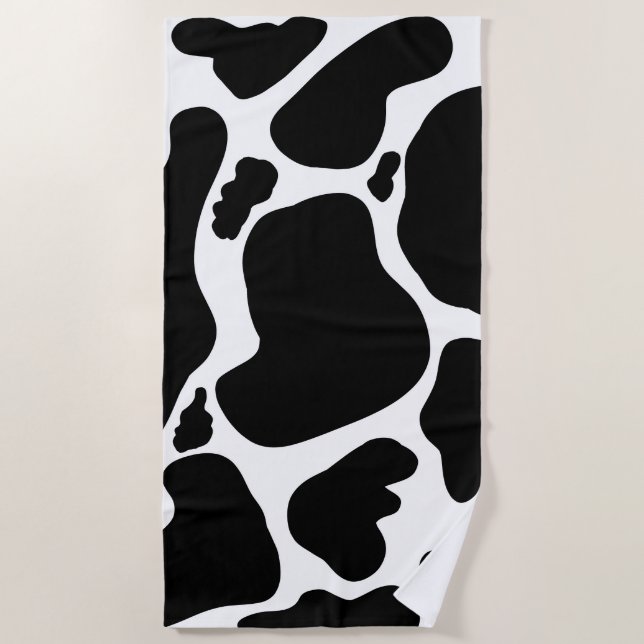 Toalla De Playa Simple Black Cow Spots Animal (Anverso)