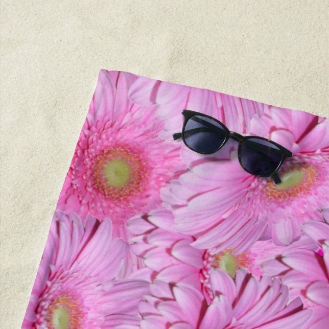 Toalla De Playa Sinfonía de Gerberas Rosadas, (In situ)