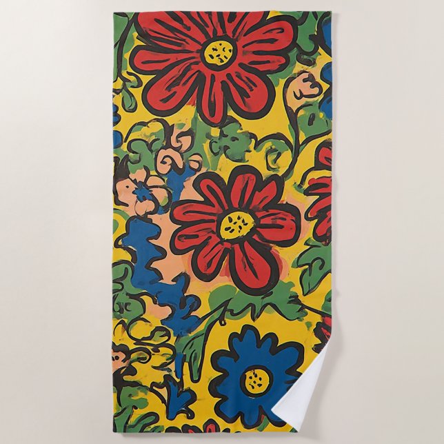 Toalla De Playa Sinfonía Floral (Anverso)