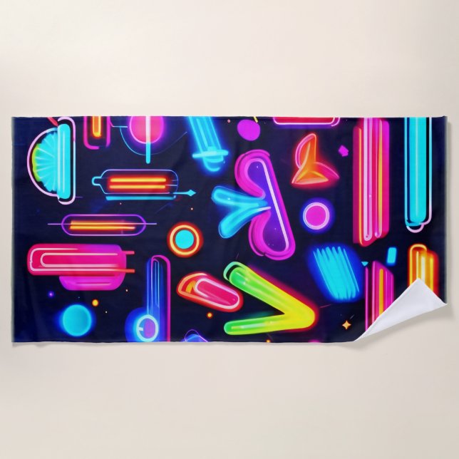 Toalla De Playa Sinfonía Neon Dreamscape (Anverso)