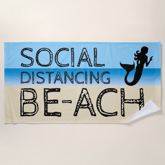 Toalla De Playa Sirena BE-ACH de distanciamiento social (Anverso)