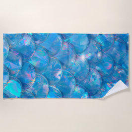 Toalla De Playa Sirena Brillante Estampado Azul