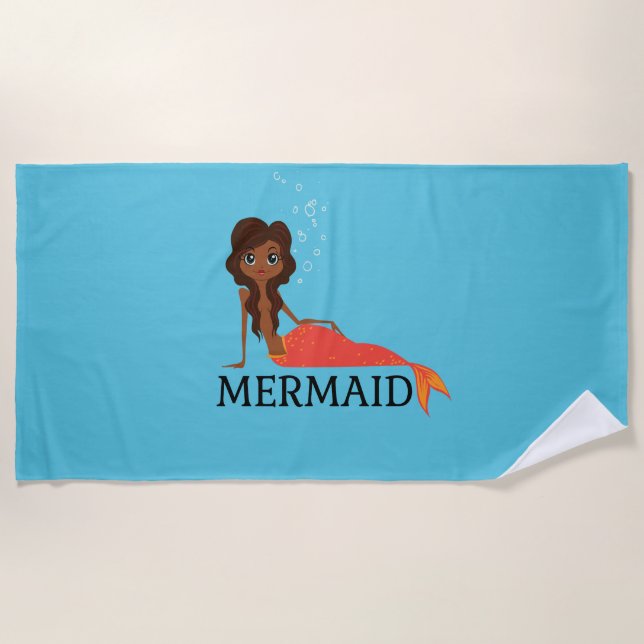 Toalla De Playa Sirena Cuta (Hermosa Chica Negra) (Anverso)