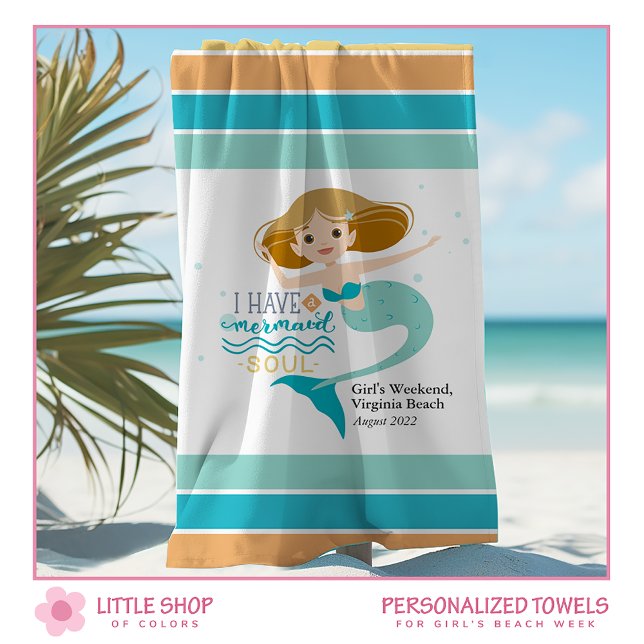 Toalla De Playa Sirena de fin de semana de chicas personalizado (Subido por el creador)