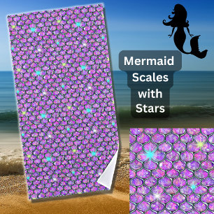 Toalla De Playa Sirena escala malva con estrellas