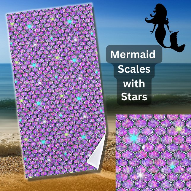Toalla De Playa Sirena escala malva con estrellas (Subido por el creador)