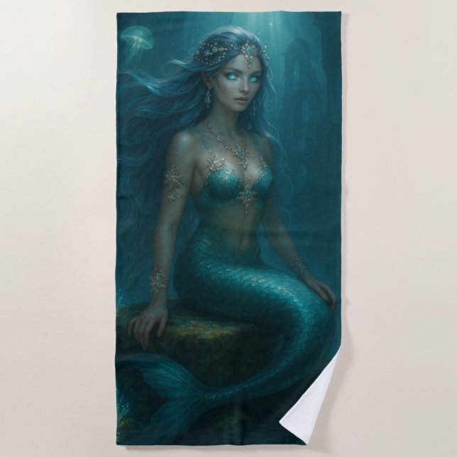 Toalla De Playa Sirena Mística (Anverso)