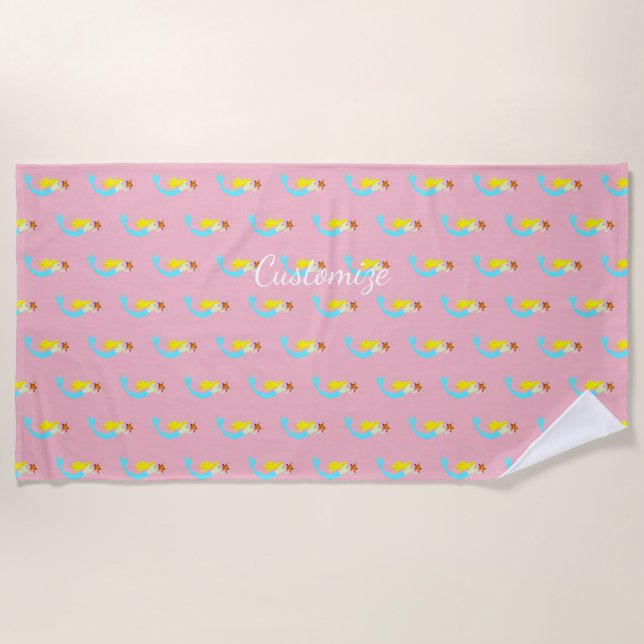 Toalla De Playa Sirena rubia con Star Thunder_Cove (Anverso)