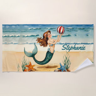 Toalla De Playa Sirena veneciana personalizada