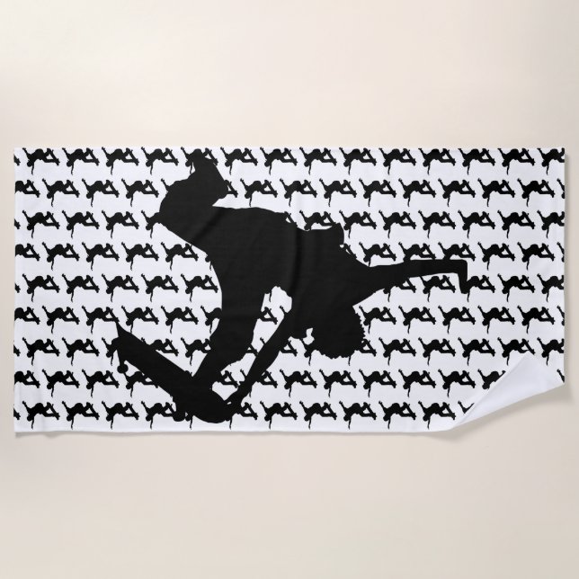 Toalla De Playa Skateboarder Skateboarding Skateboard Silhouette (Anverso)