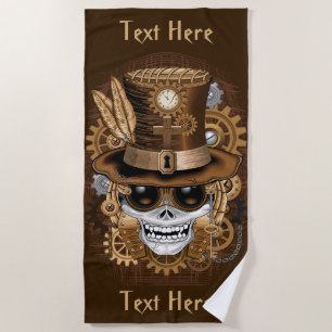 Toalla De Playa Skull Steampunk Voodoo Retro Machine