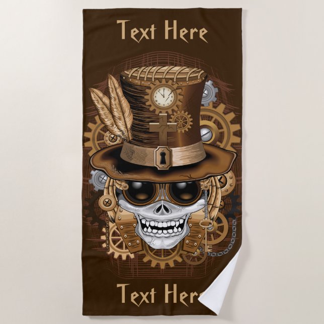 Toalla De Playa Skull Steampunk Voodoo Retro Machine (Anverso)