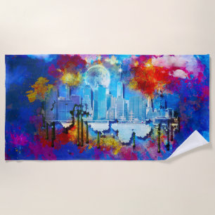 Toalla De Playa SlipperyJoe NYC grafiti luna rodeada de nubes arre