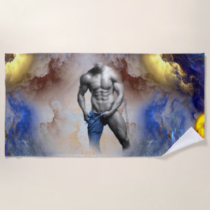 Toalla De Playa SlipperyJoe's Man steamy shirtless abs sixpack put