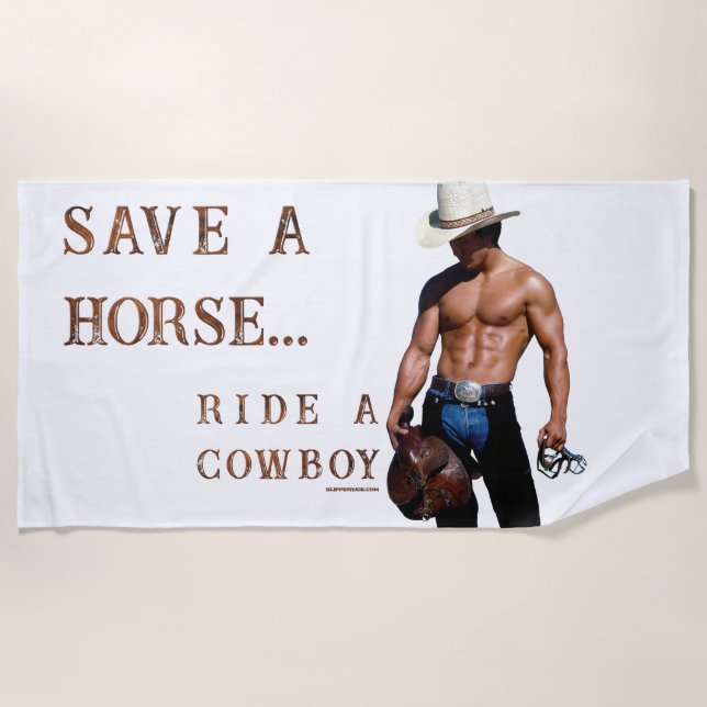 Toalla De Playa SlipperyJoe's save horse montar paja cowboy gorra  (Anverso)