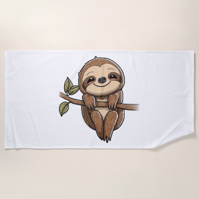 Toalla De Playa Slote Cute Sloth Personalizado (Anverso)