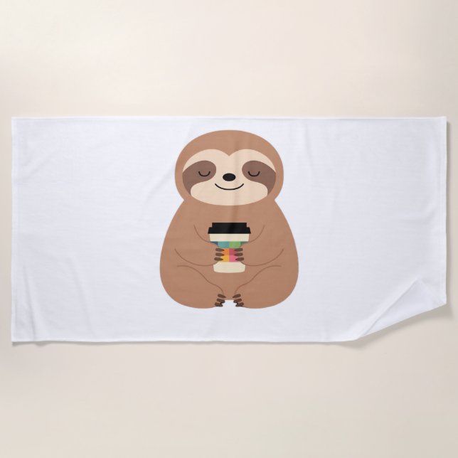 Toalla De Playa Sloth Coffee Time Classic T-Shirt (Anverso)