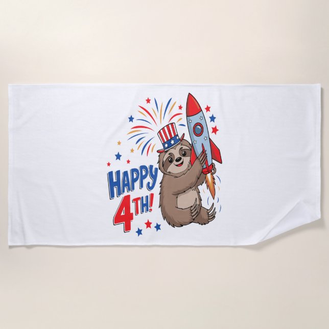 Toalla De Playa Sloth Happy 4Rocket Fireworks Estados Unidos (Anverso)