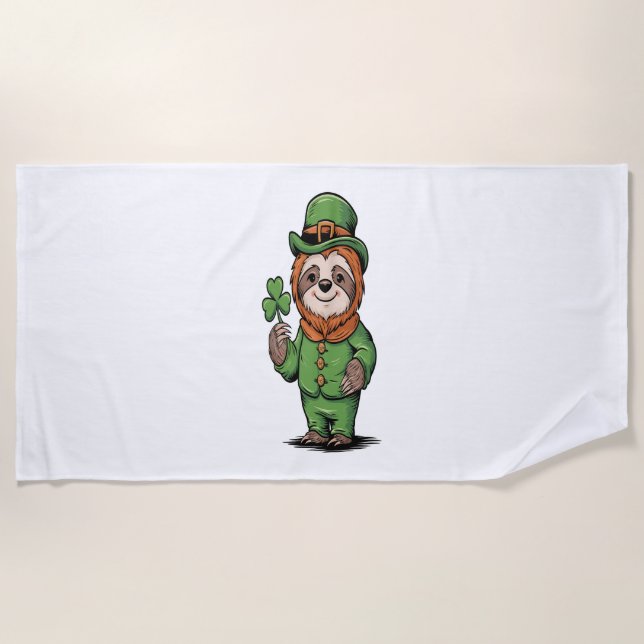 Toalla De Playa Sloth St Patrick's Day Irish Lucky (Anverso)