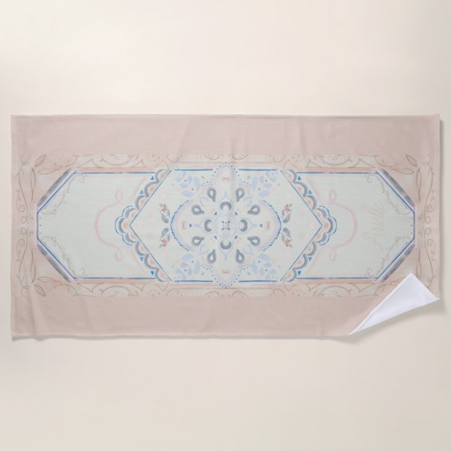 Toalla De Playa small,CUSTOM NAME Delicate Seashell (Anverso)