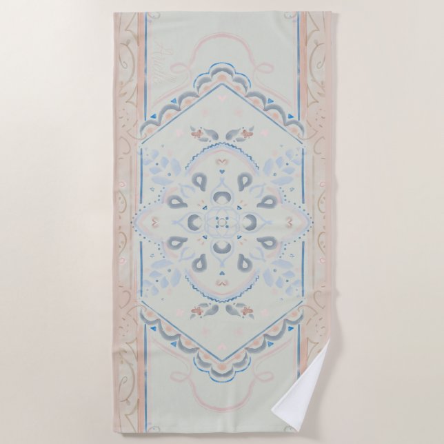 Toalla De Playa smallCUSTOM NAMEDelicate Seashell Medallion (Anverso)