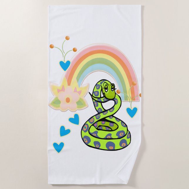 Toalla de playa Snake Rainbow Floral (Anverso)