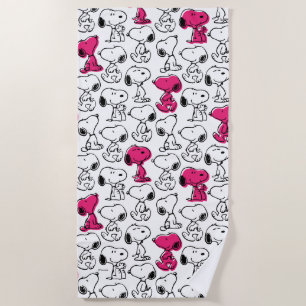 Toalla De Playa Snoopy Black & Magenta Pattern