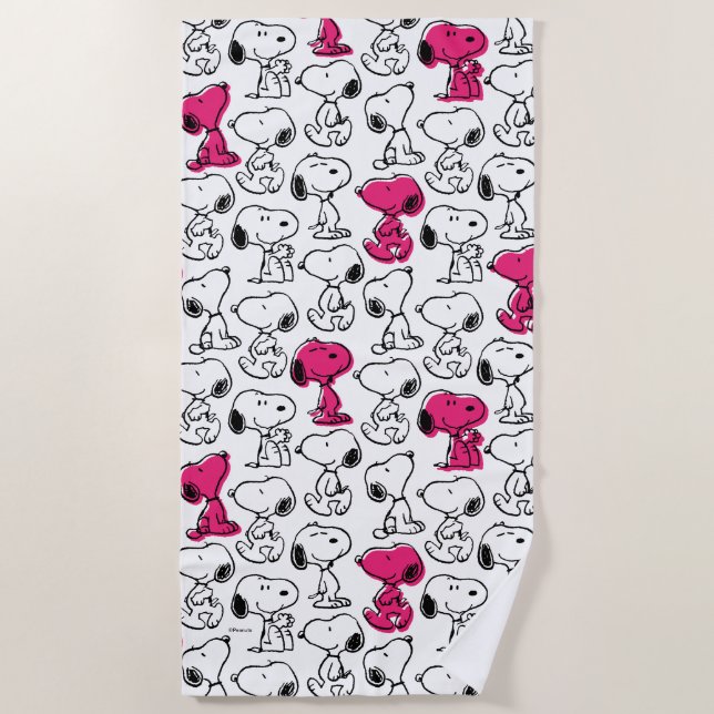 Toalla De Playa Snoopy Black & Magenta Pattern (Anverso)