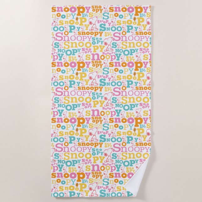 Toalla De Playa Snoopy Pastel Text Pattern (Anverso)