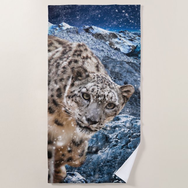 TOALLA DE PLAYA SNOW LEOPARD CLOUD WALKER (Anverso)