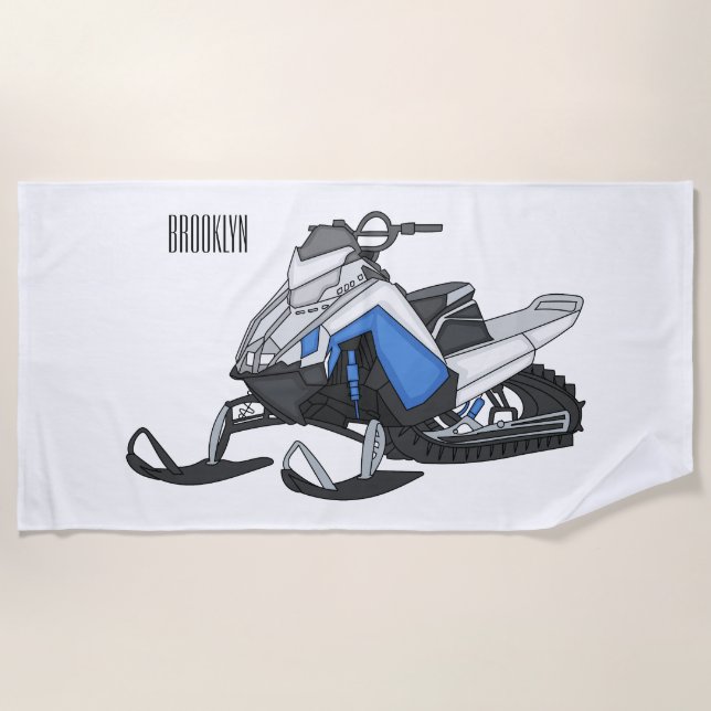 Toalla De Playa Snowmobile cartoon illustration  (Anverso)