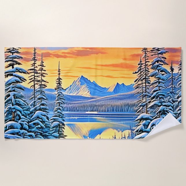 Toalla De Playa Snowowsky Mountain Sunset Glow (Anverso)