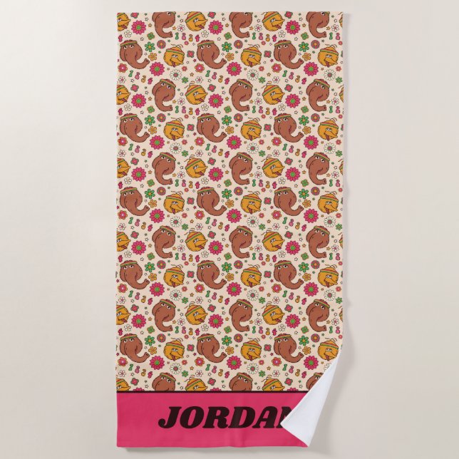 Toalla De Playa Snuffleupagus y Big Bird Groovy Flower Pattern (Anverso)
