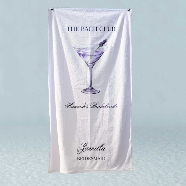 Toalla De Playa Social Club Lavender Cocktail El viaje de los Chic (Personalized Beach Towel)