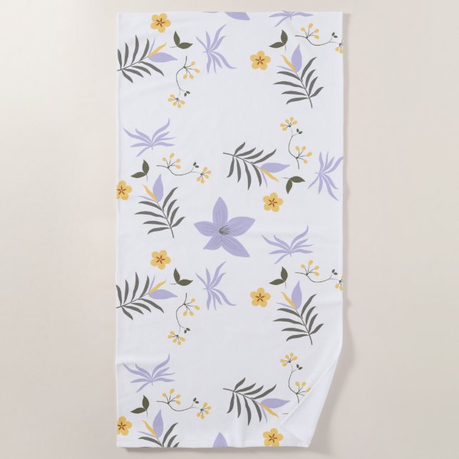 Toalla De Playa Soft Purple & Yellow Floral Beach Towel (Anverso)