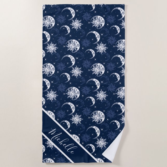 Toalla De Playa Sol celeste y luna (Anverso)