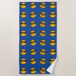 Toalla De Playa Sol Kawaii con gafas de sol caras de Emoji feliz
