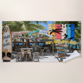 Toalla De Playa Sol, Olas y Arena