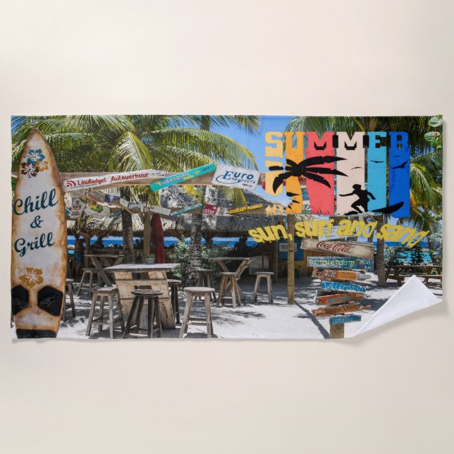 Toalla De Playa Sol, Olas y Arena (Anverso)