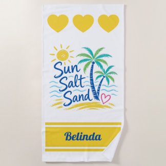 Toalla De Playa Sol Sal Arena Nombre Personalizado Playa Palma Ver