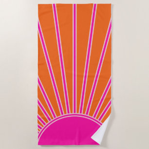Toalla De Playa Sol Sunrise Naranja Y Sol Pink Preppy