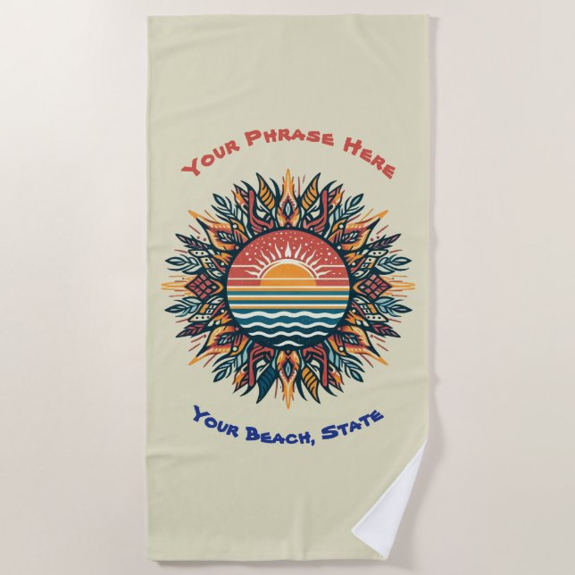 Toalla De Playa Sol Tribal de Verano (Anverso)