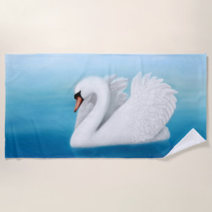 Toalla de playa solitaria del cisne mudo