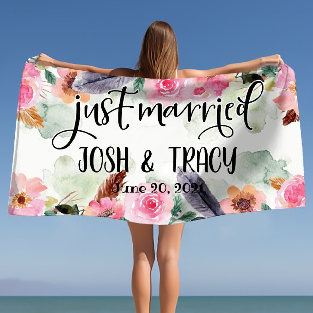 Toalla De Playa Solo casados, Bodas, promotores de fotografía Boda (Just Married, Wedding Props, Wedding Photo Props Beach Towel)