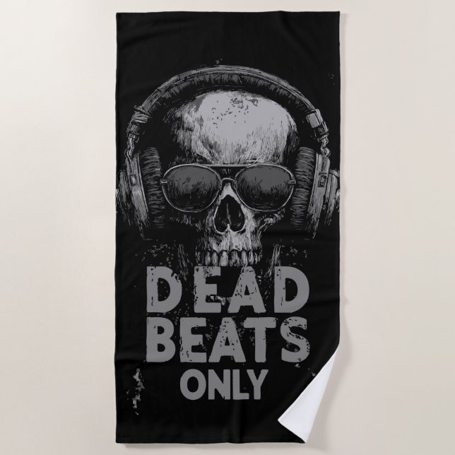 Toalla De Playa Solo Dead Beats – Calavera con Auriculares (Anverso)