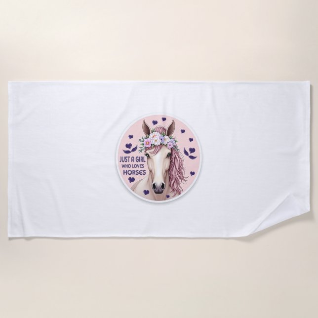 Toalla De Playa Sólo un Chica que ama a los caballos (2) (Anverso)
